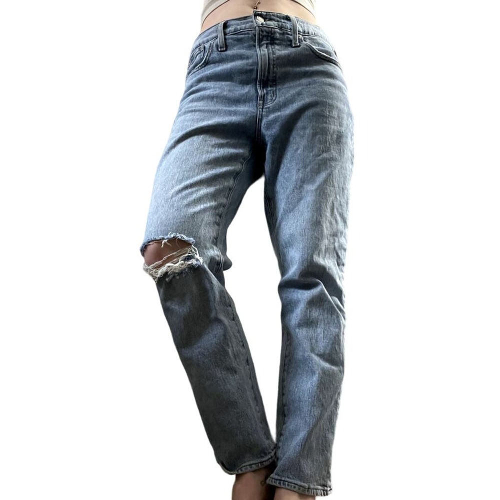 Madewell The Perfect Vintage Crop Jeans Distressed High Waisted Straight Light